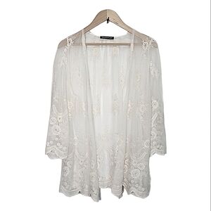 You Are Not Alone lace 100% nylon sheer cardigan size L